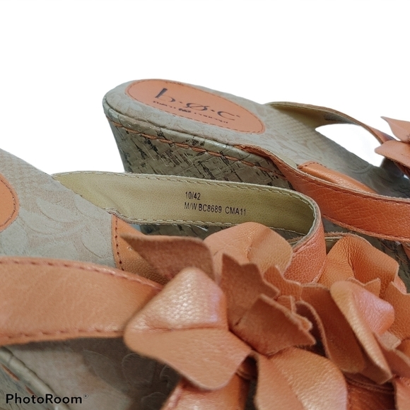 B.Ø.C. Børn Size 10 Orange Floral Wedge Sandals - Picture 2 of 6